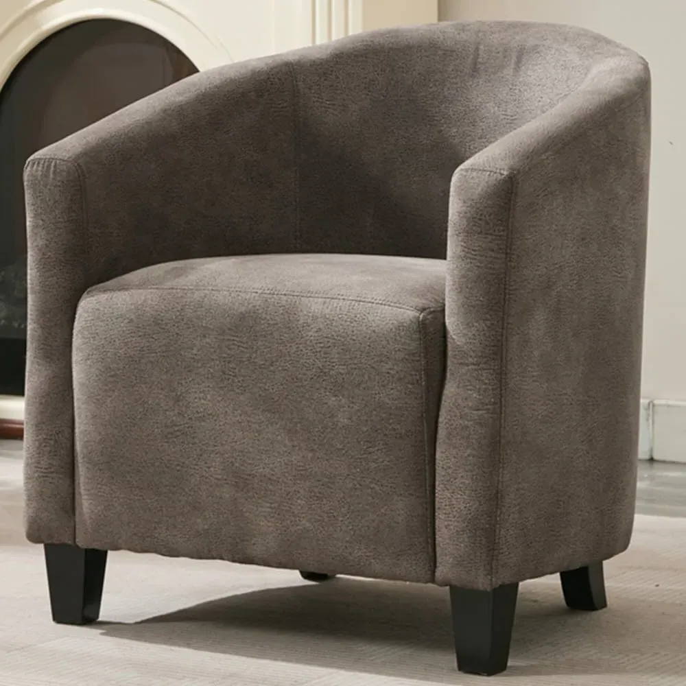 Bronzing Fabric Upholstered Tub Chair - Grey