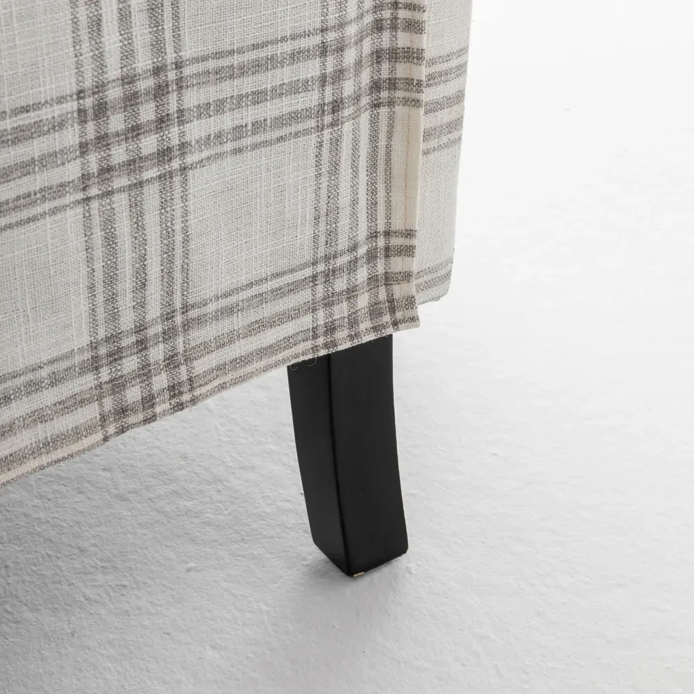 Check Fabric Recliner Massage Armchair - Grey