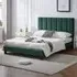 Double Upholstered Bed Frame with Adjustable Headboard - Green