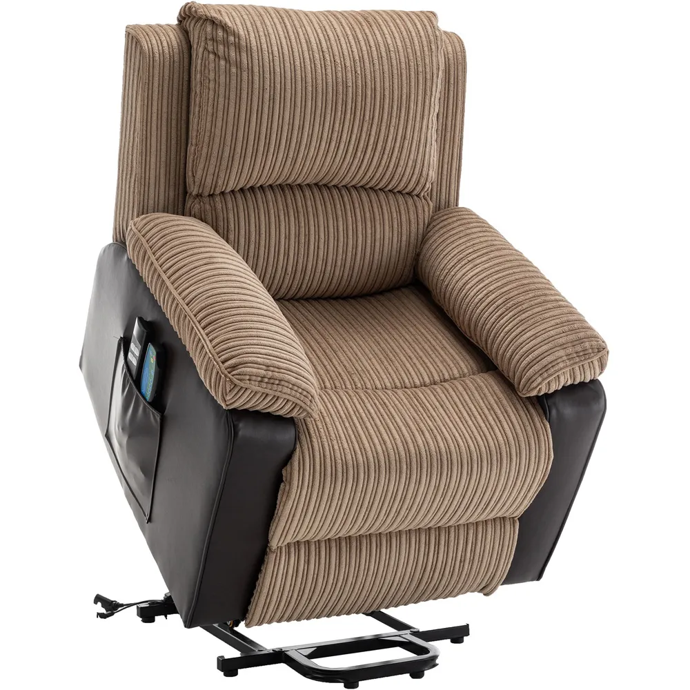 Electric Rise Recliner Armchair with Massager - Brown