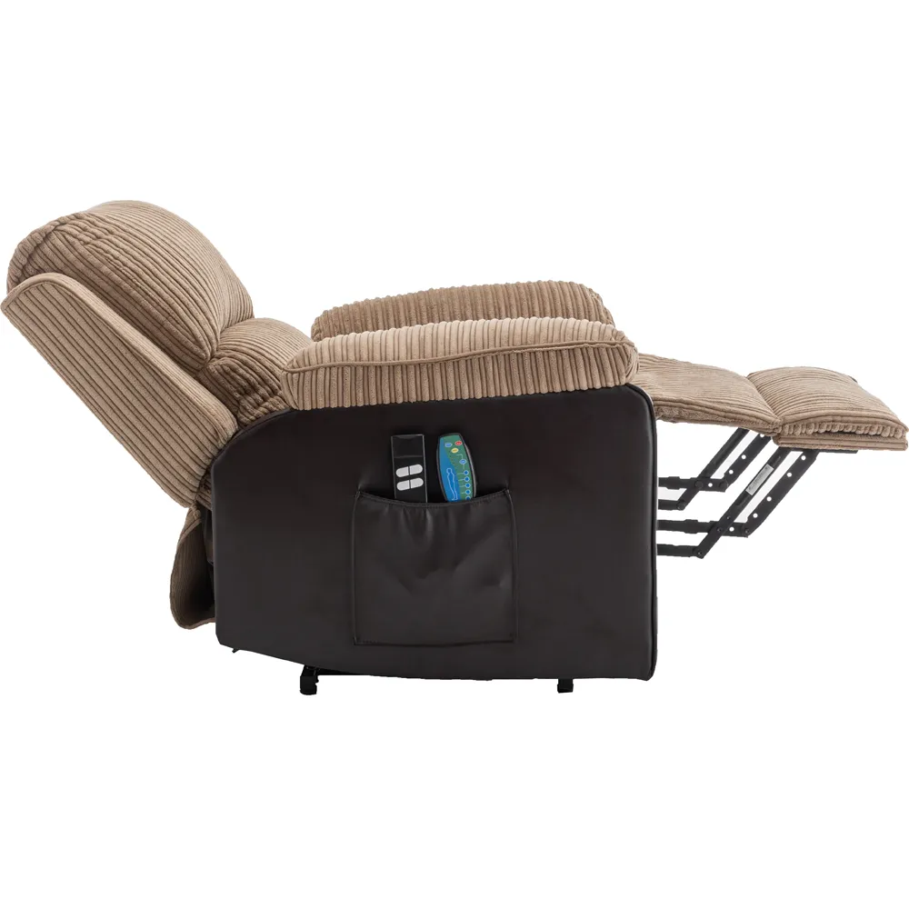 Electric Rise Recliner Armchair with Massager - Brown
