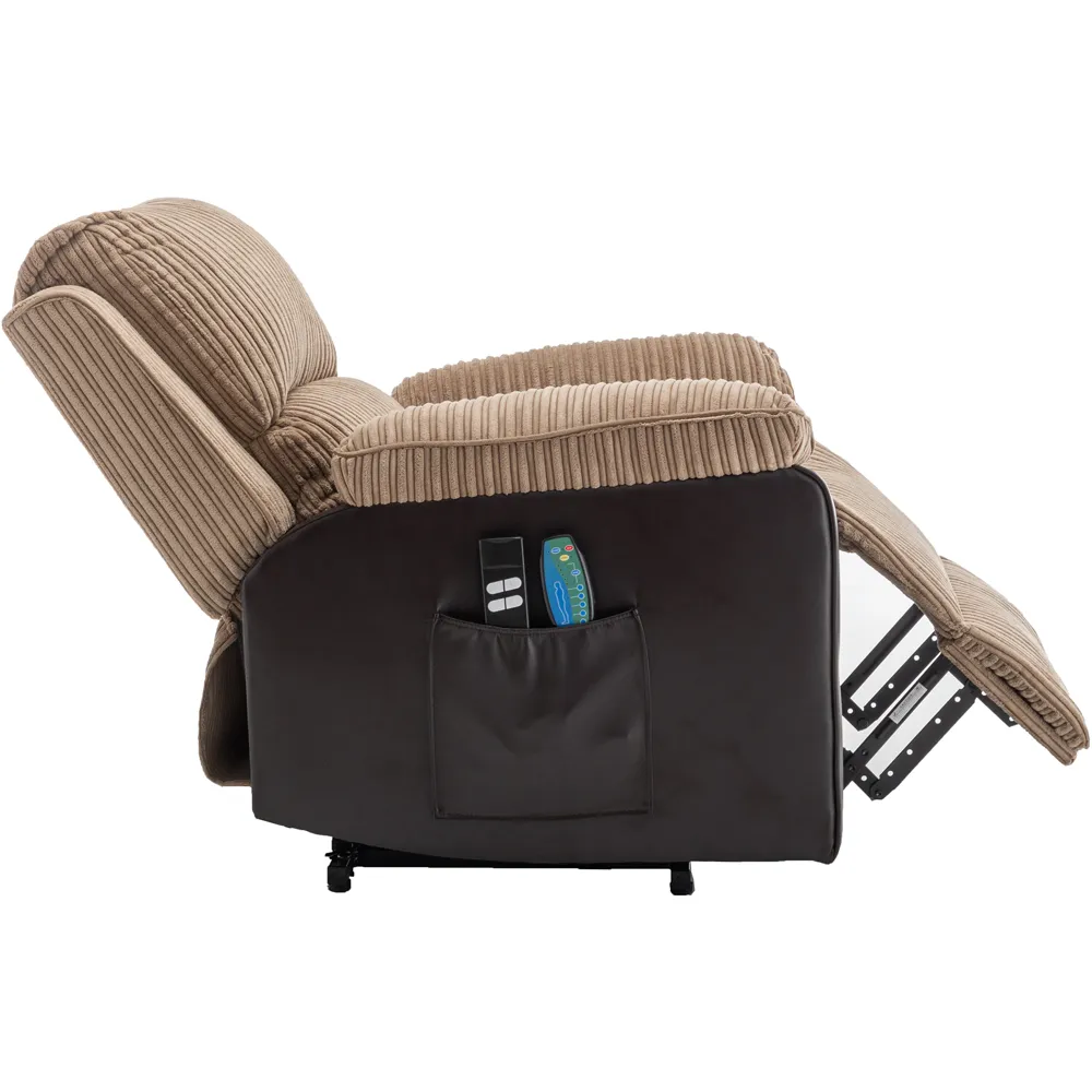 Electric Rise Recliner Armchair with Massager - Brown