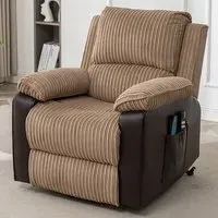 Electric Rise Recliner Armchair with Massager - Brown