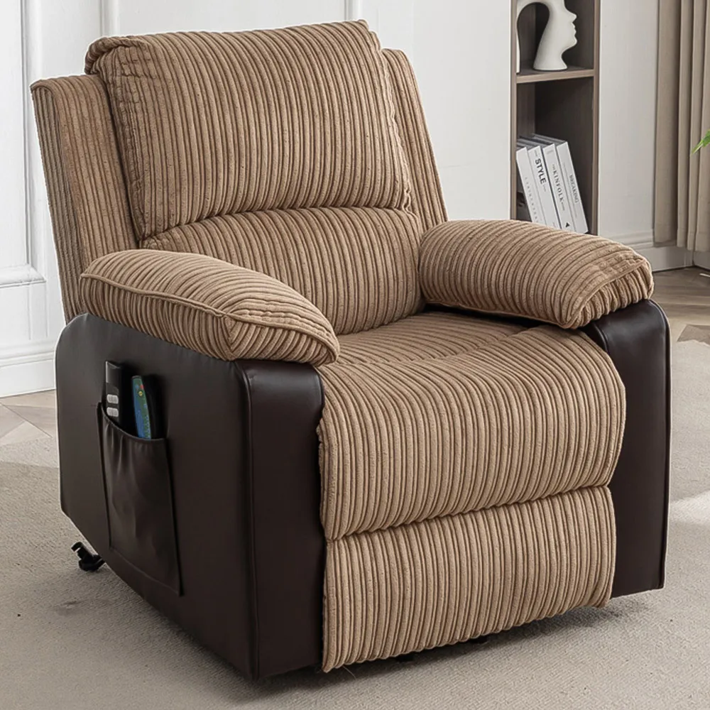 Electric Rise Recliner Armchair with Massager - Brown image