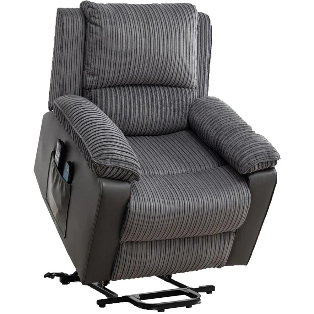 Electric Rise Recliner Armchair with Massager - Grey