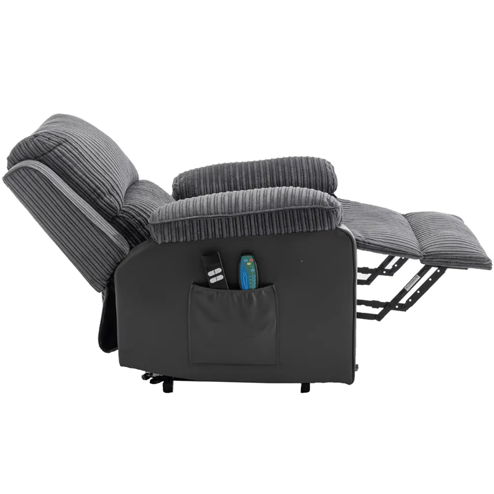 Electric Rise Recliner Armchair with Massager - Grey