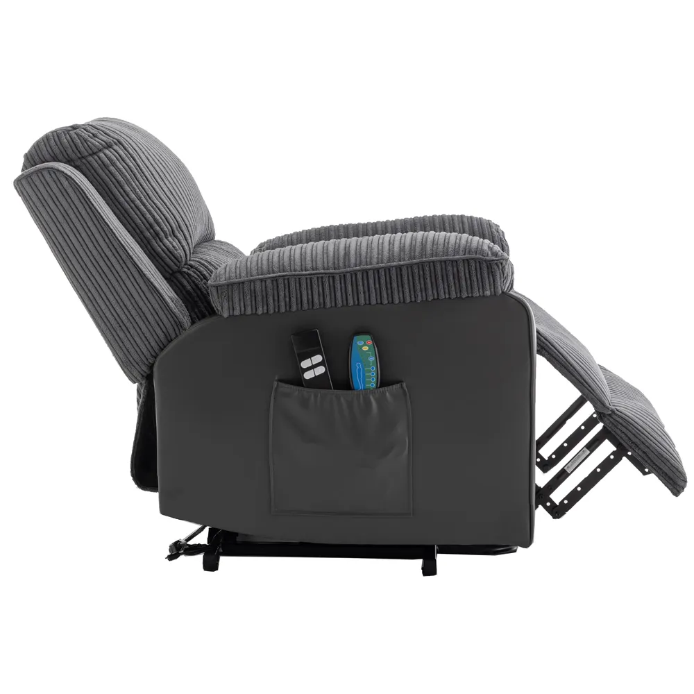 Electric Rise Recliner Armchair with Massager - Grey
