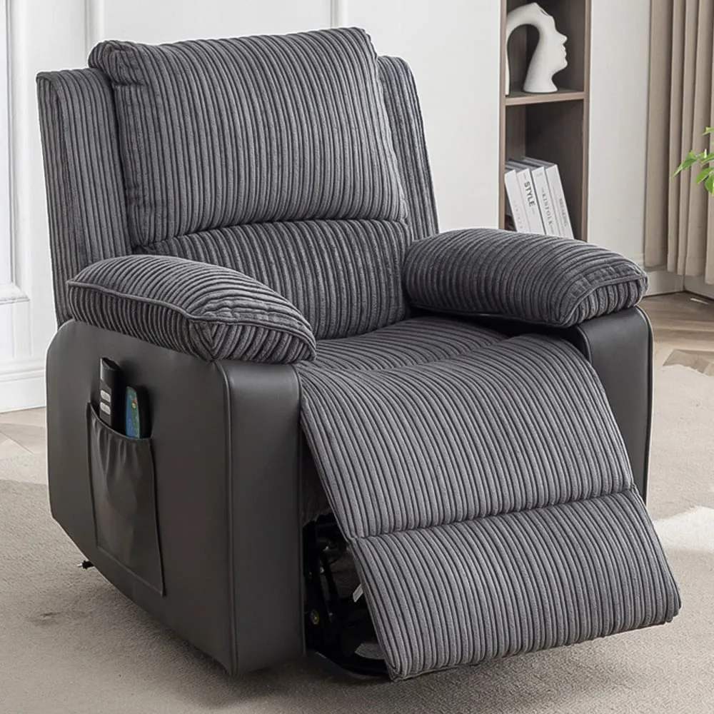 Electric Rise Recliner Armchair with Massager - Grey