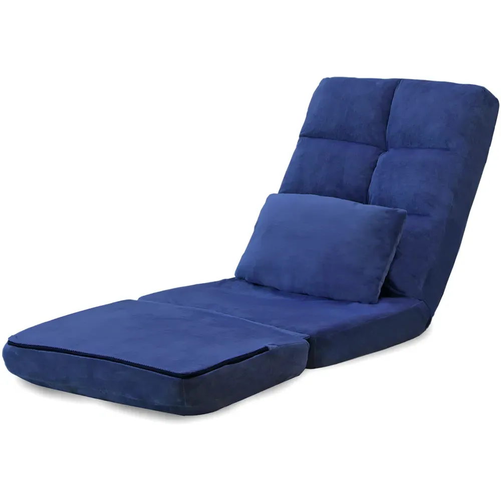 Foldable Floor Chair with Pillow - Blue