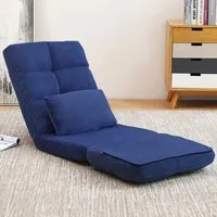 Foldable Floor Chair with Pillow - Blue