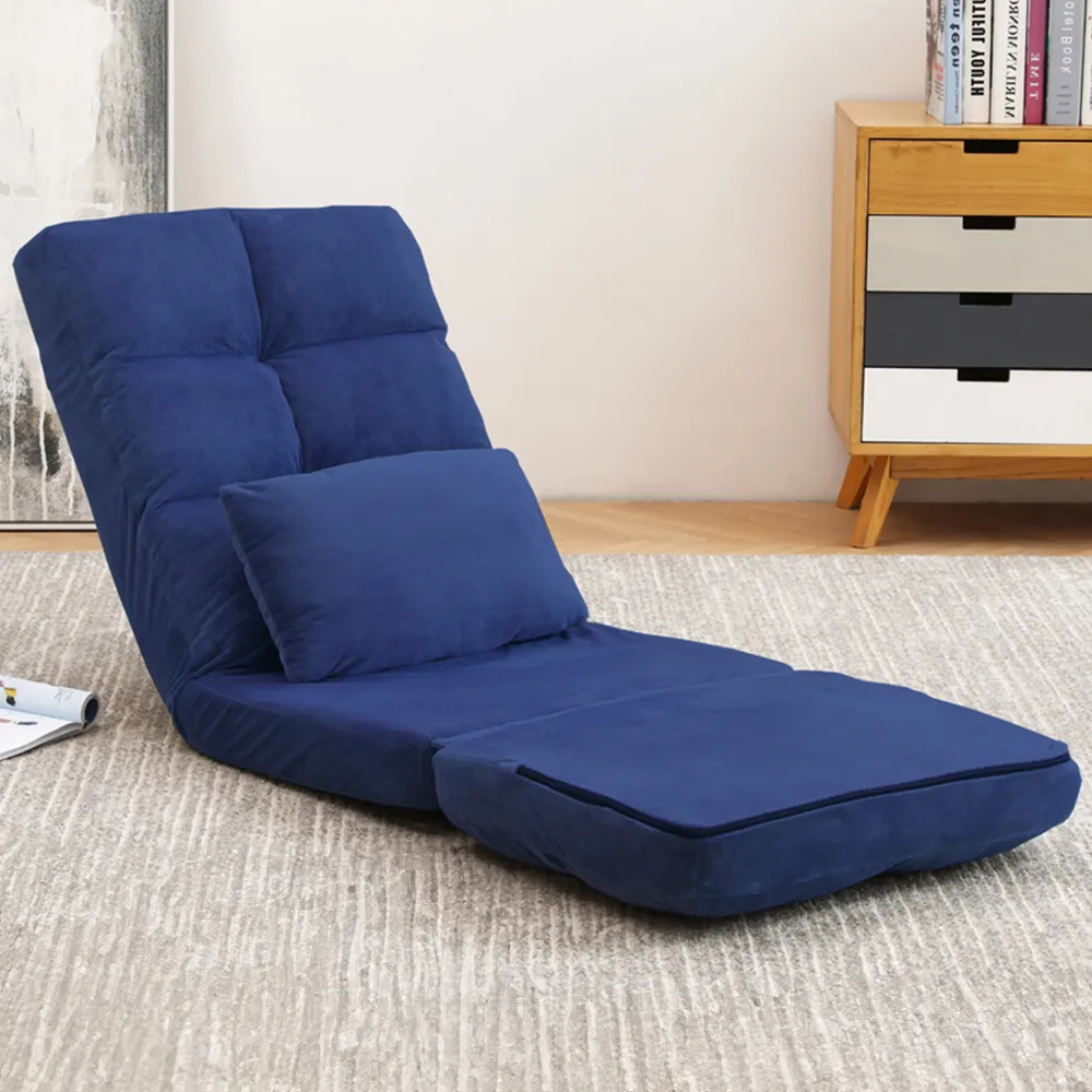 Foldable Floor Chair with Pillow - Blue image