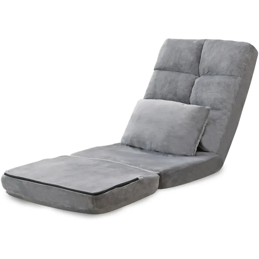 Foldable Floor Chair with Pillow - Grey