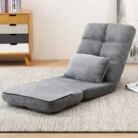 Foldable Floor Chair with Pillow - Grey