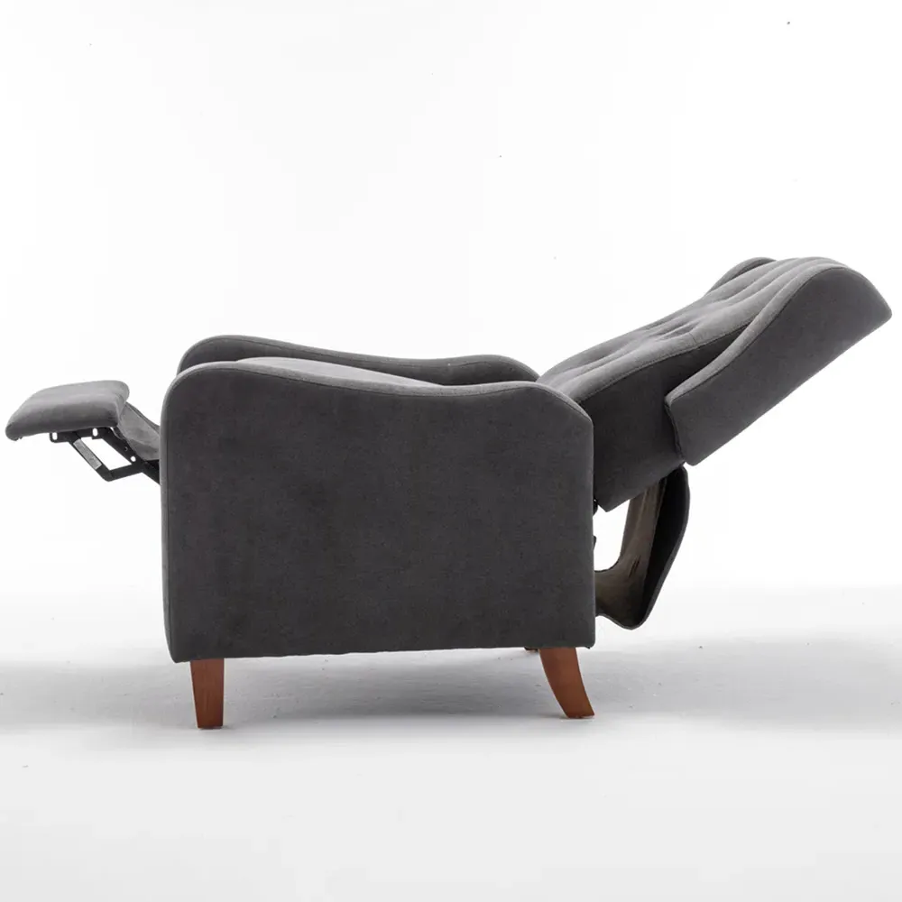 Grey Wing Back Pushback Recliner Armchair - Grey, Fabric