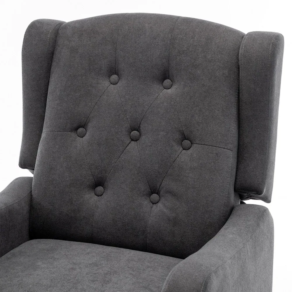 Grey Wing Back Pushback Recliner Armchair - Grey, Fabric