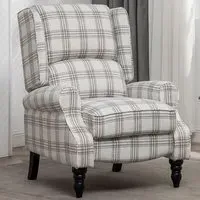 Grey Wing Back Recliner Armchair - Grey, Fabric