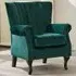 High Back Tub Chair - Green, Velvet