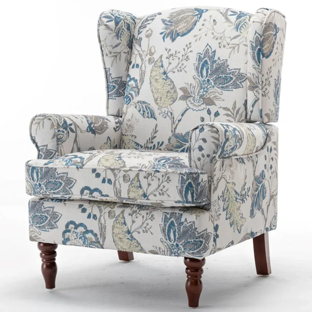 High Wingback Fireside Armchair - Blue