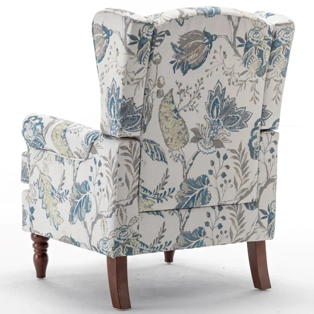 High Wingback Fireside Armchair - Blue