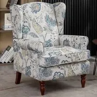 High Wingback Fireside Armchair - Blue