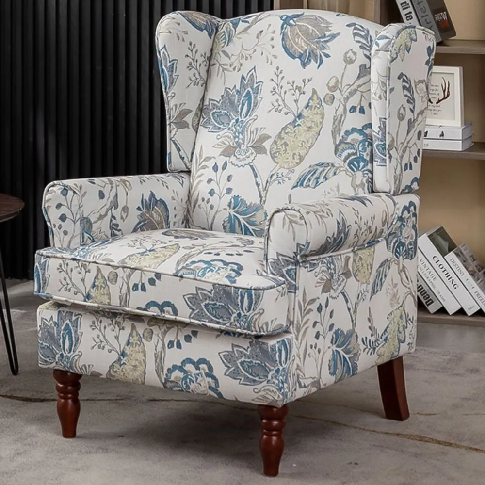 High Wingback Fireside Armchair - Blue