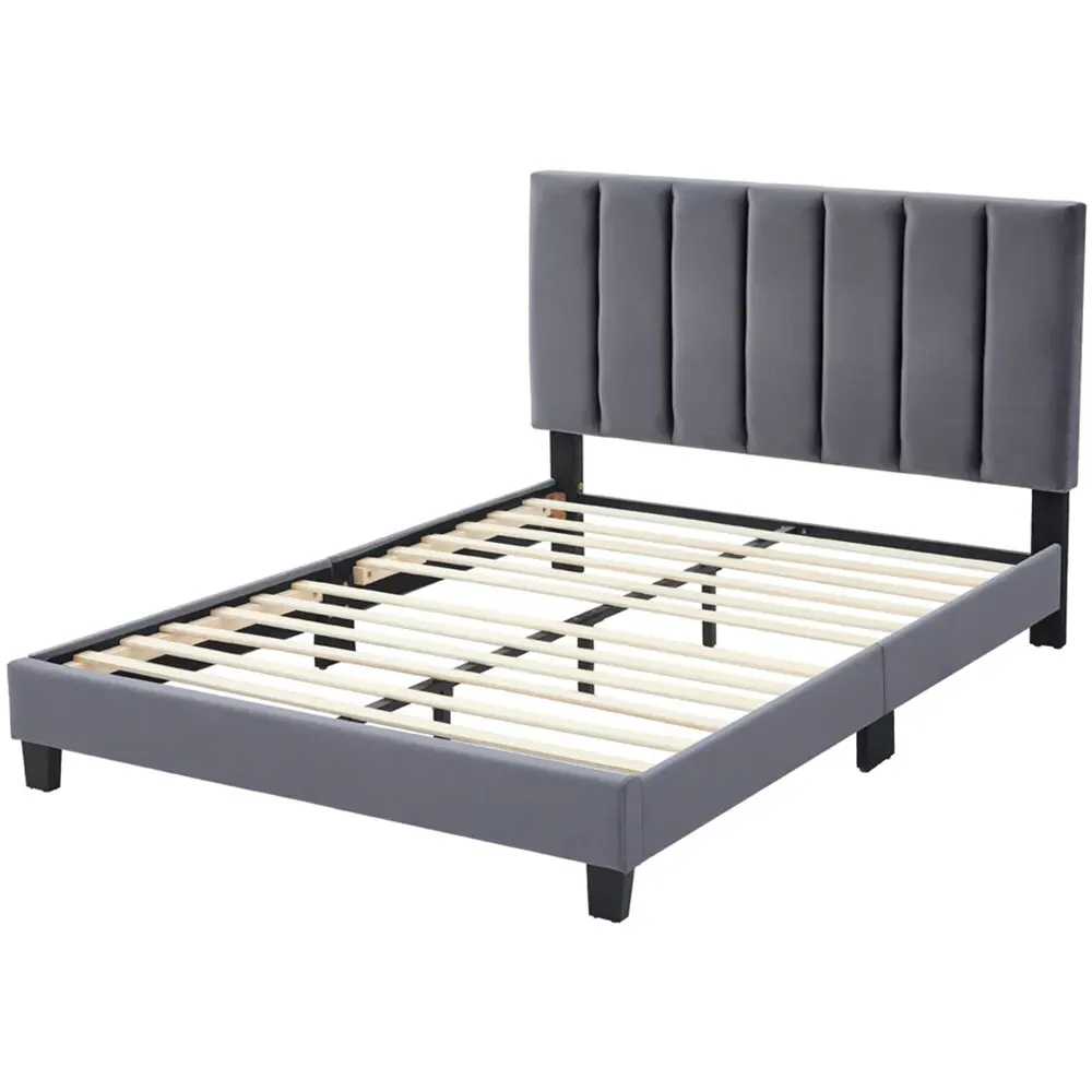 King Size Bed Frame with Adjustable Headboard - Grey