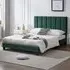 King Size Upholstered Bed Frame with Adjustable Headboard - Green