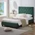 King Size Upholstered Bed Frame with Adjustable Tufted Headboard - Green