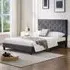 King Size Upholstered Bed Frame with Adjustable Tufted Headboard - Grey