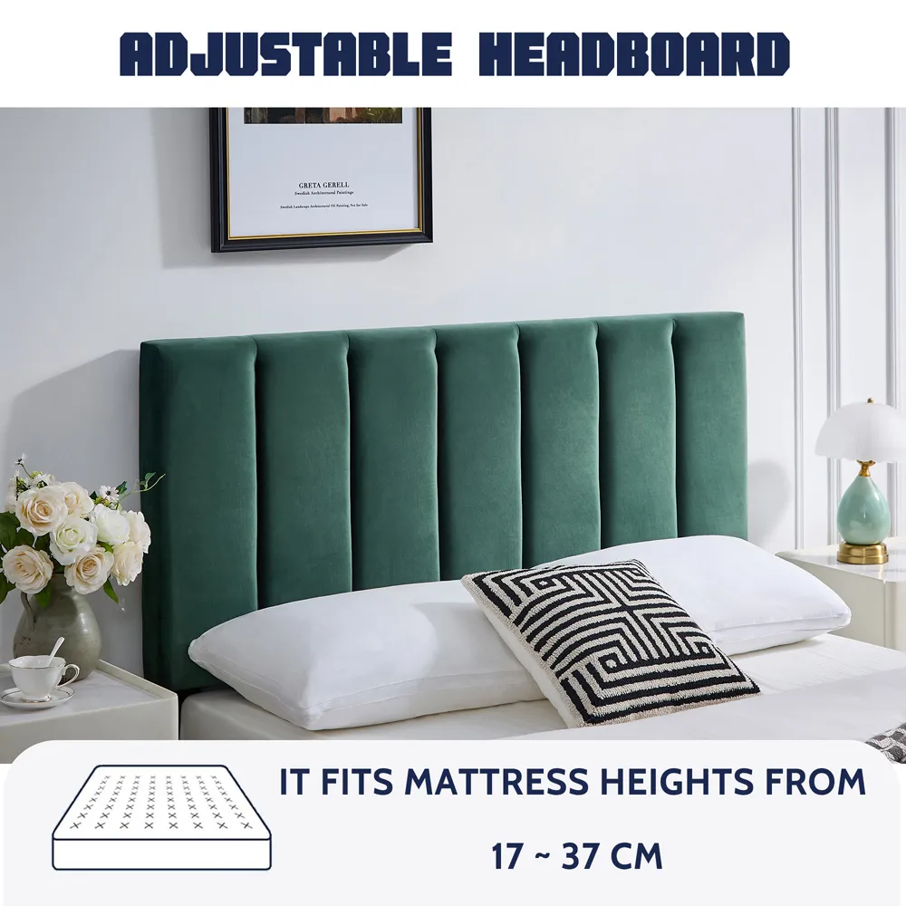 King Size Upholstered Platform Bed Frame with Storage - Green