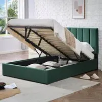 King Size Upholstered Platform Bed Frame with Storage - Green