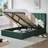 King Size Upholstered Platform Bed Frame with Storage - Green
