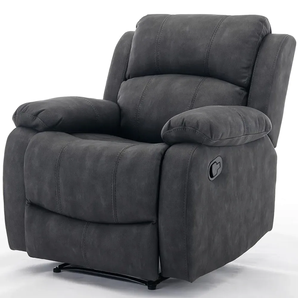 Manual Recliner Armchair - Dark Grey, Fabric