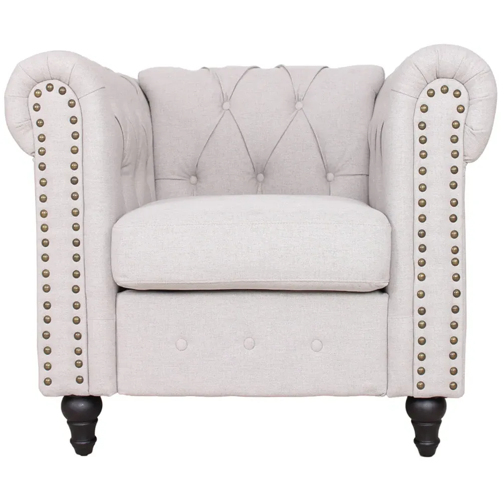 Nailhead Trim Armchair - Light Grey