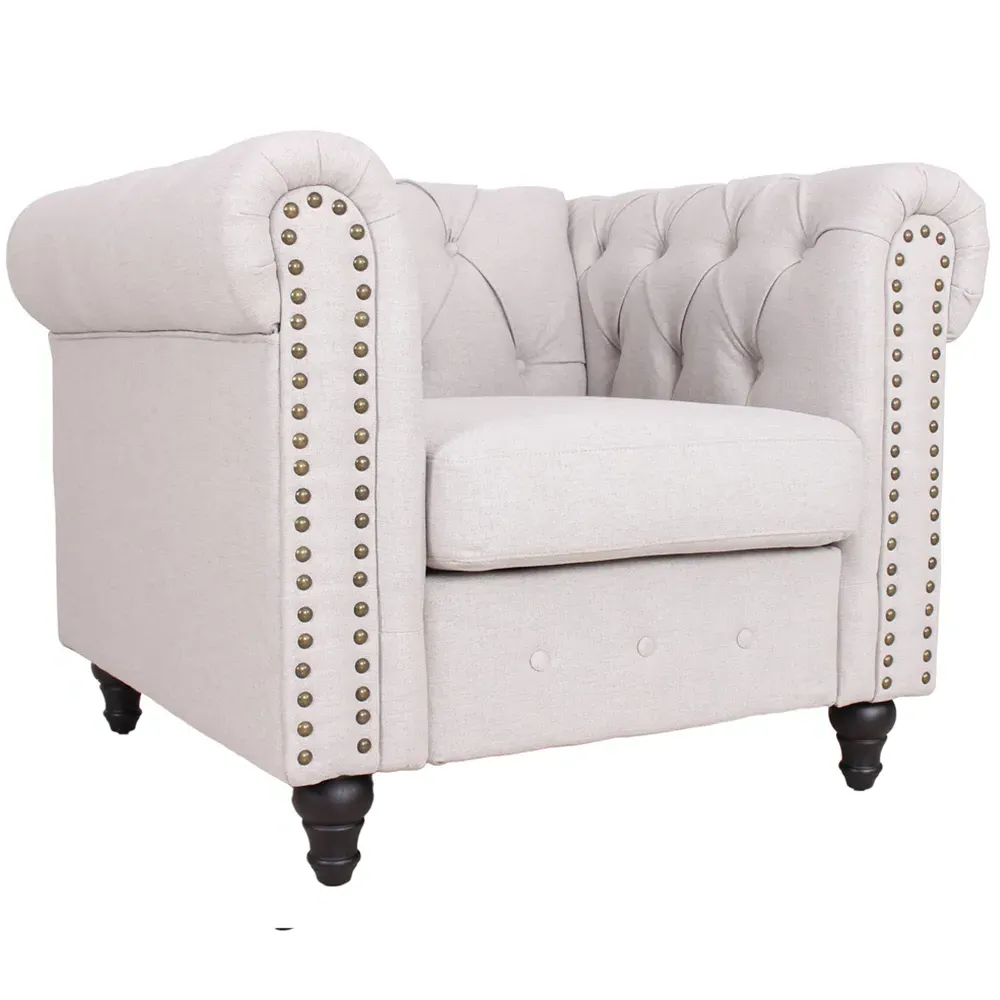 Nailhead Trim Armchair - Light Grey