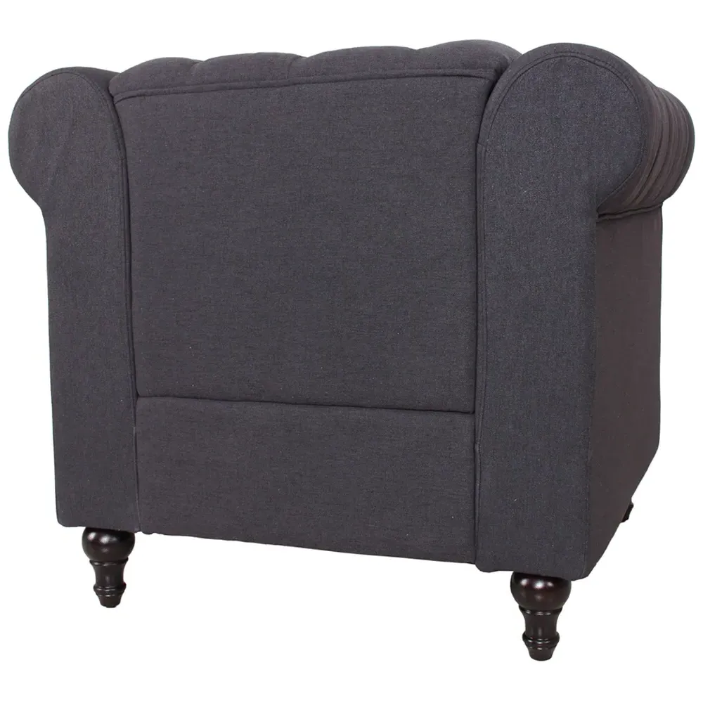 Nailhead Trim Upholstered Armchair - Dark Grey