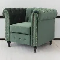 Nailhead Trim Upholstered Armchair - Green