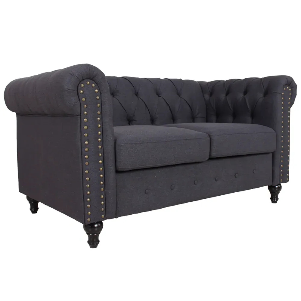 Nailhead Trim Upholstered Sofa Chair - Dark Grey