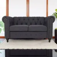 Nailhead Trim Upholstered Sofa Chair - Dark Grey