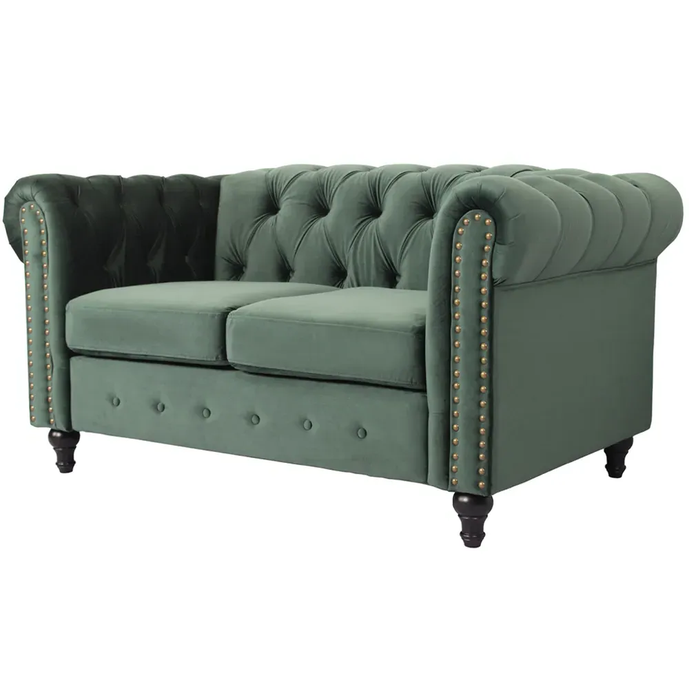 Nailhead Trim Upholstered Sofa Chair - Green