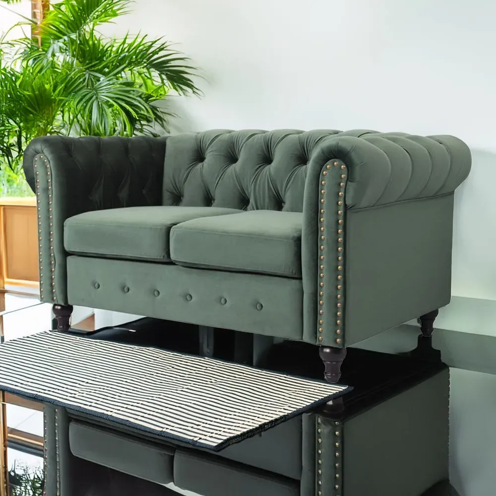 Nailhead Trim Upholstered Sofa Chair - Green