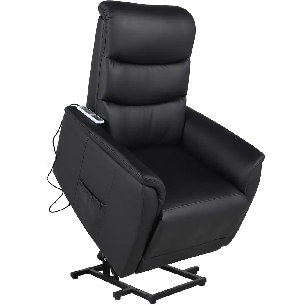 PU Leather Power Lift Recliner with Massage and Heat - Black