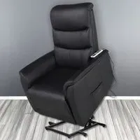 PU Leather Power Lift Recliner with Massage and Heat - Black
