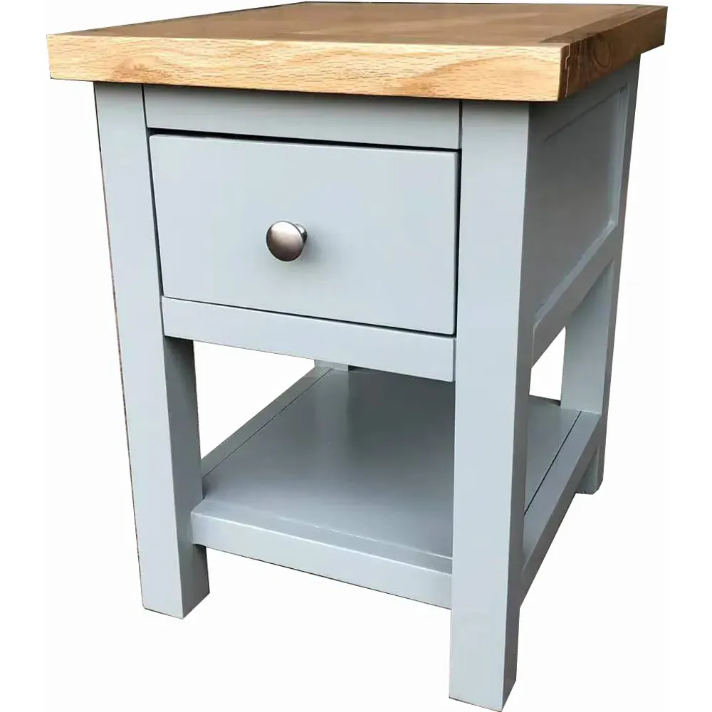 Single Drawer Bedside Table with Shelf - Blue, Oak