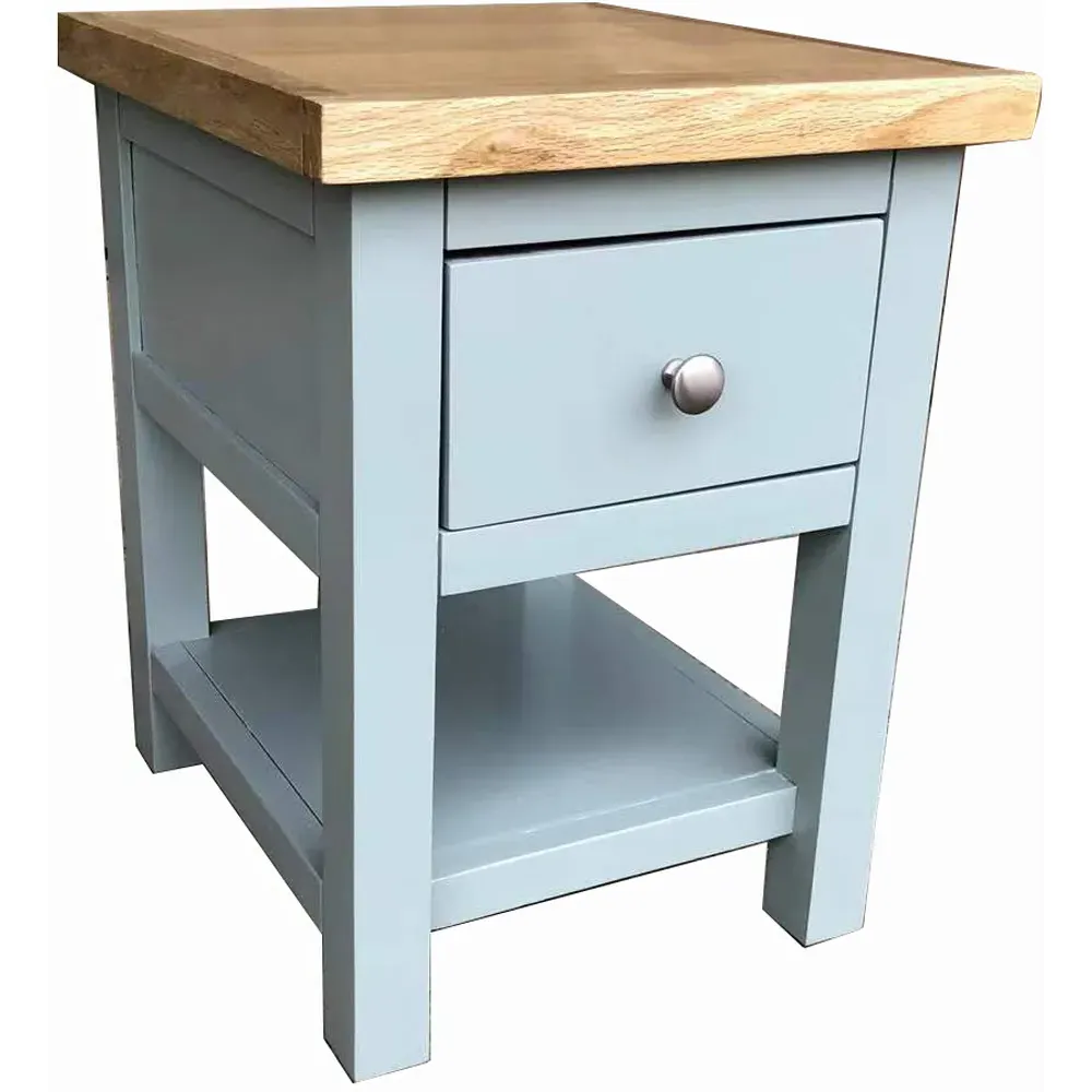 Single Drawer Bedside Table with Shelf - Blue, Oak