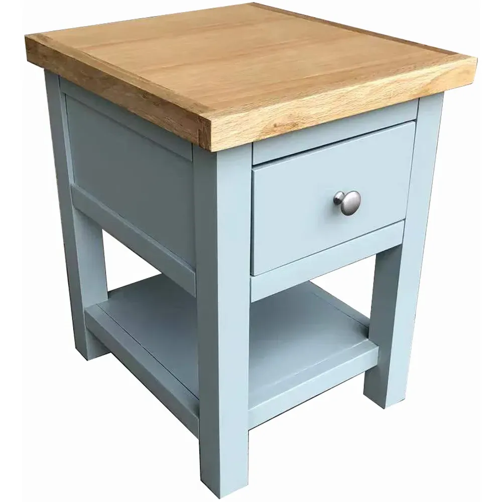 Single Drawer Bedside Table with Shelf - Blue, Oak