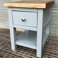 Single Drawer Bedside Table with Shelf - Blue, Oak