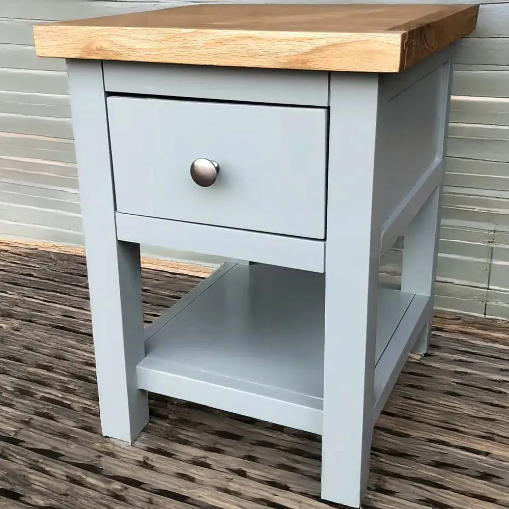 Single Drawer Bedside Table with Shelf - Blue, Oak image