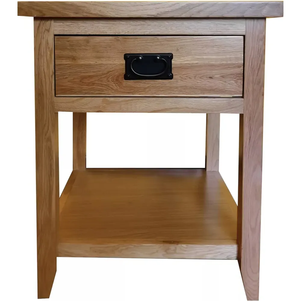 Single Drawer Bedside Table with Shelf - White, Oak