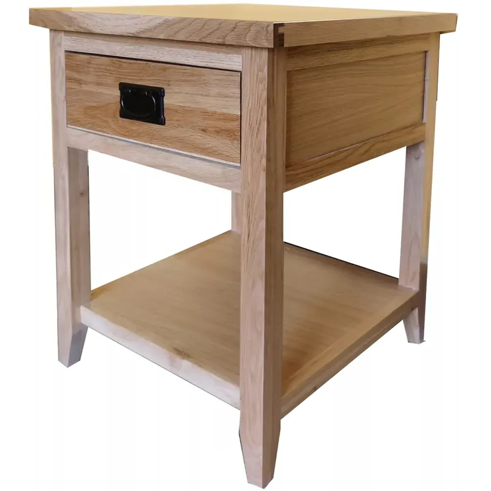 Single Drawer Bedside Table with Shelf - White, Oak